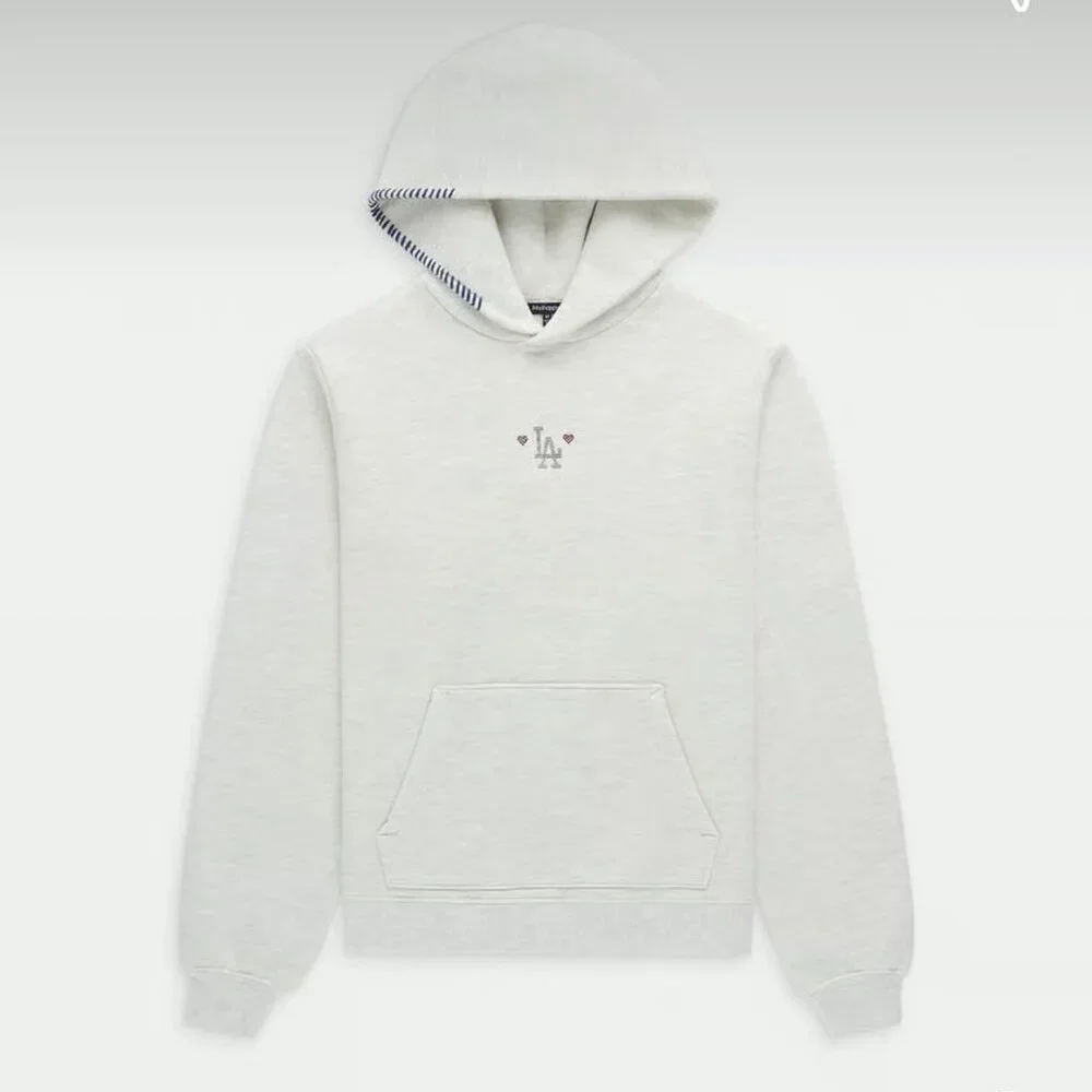 Madhappy x Dodgers Crystal Logo Fleece Hoodie Grey Ash Size Small - Picture 1 of 7